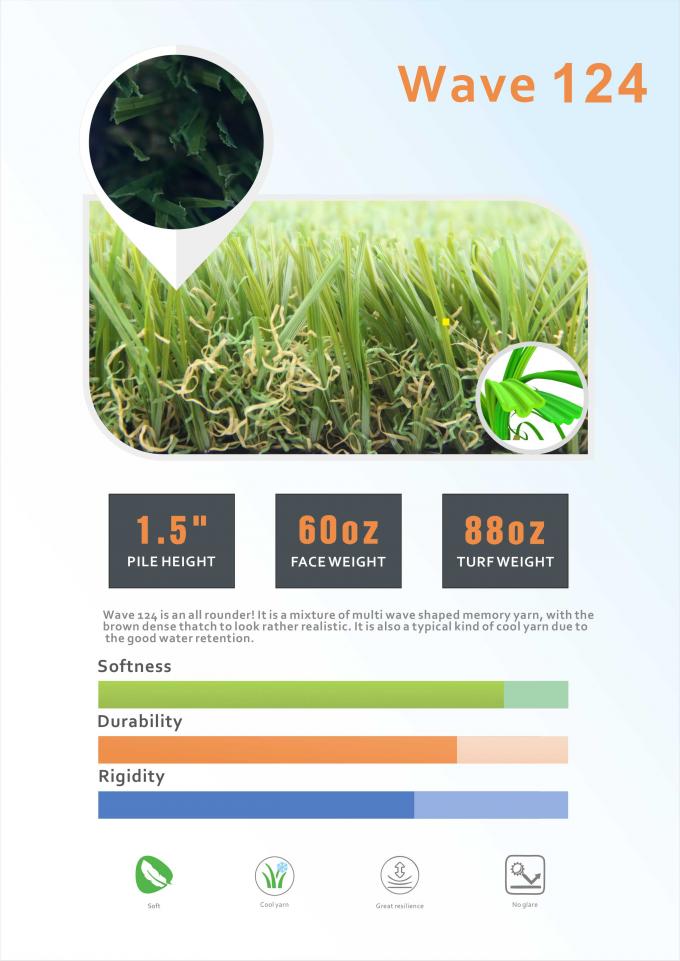 Résistance à l'usure artificielle de Detex de l'herbe 12400 de jardin de PE de monofilament 0